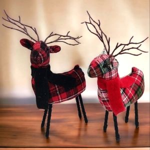 Lot of 2 Target wondershop reindeer plaid figures Christmas